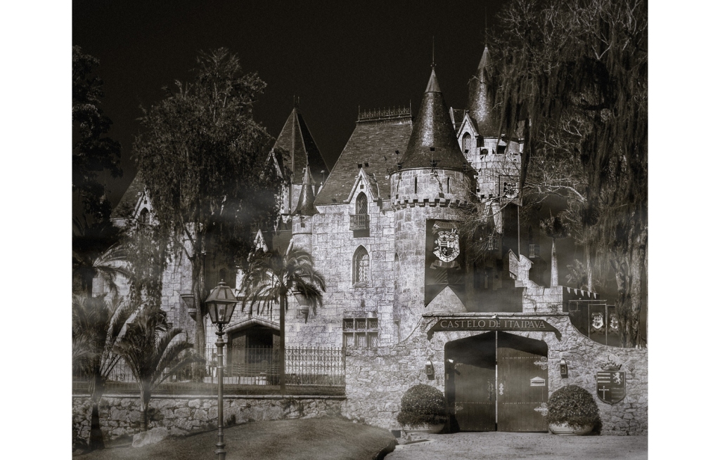 Haunted Halloween composition featuring the Itaipava Castle in Petrópolis, Rio de Janeiro, Brazil. 